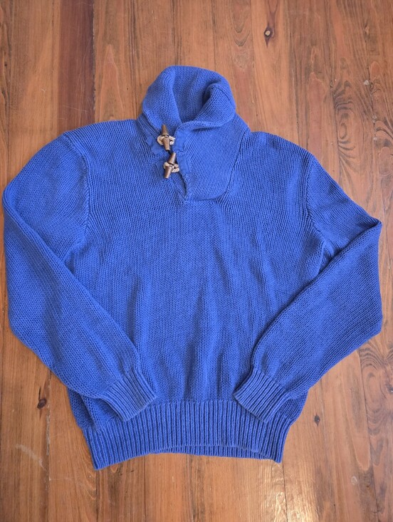 Polo Ralph Lauren Other - Polo Ralph Lauren Sweater Blue Shawl Collar Toggle Knit Linen Size L